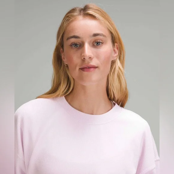 Lululemon Ribbed Softstreme Oversized Cropped Crew•Meadowsweet Pink•LIKE NEW•2 - Picture 7 of 15